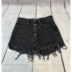 Abercrombie Mom Short High Rise Black Denim Shorts Womens 26 Butterfly Button